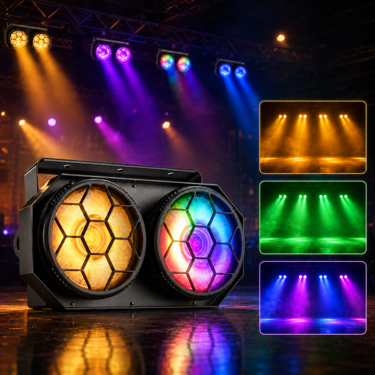 KTVLIGHTS 2x100W RGB COB LED PAR Strobe Stage Light-P65