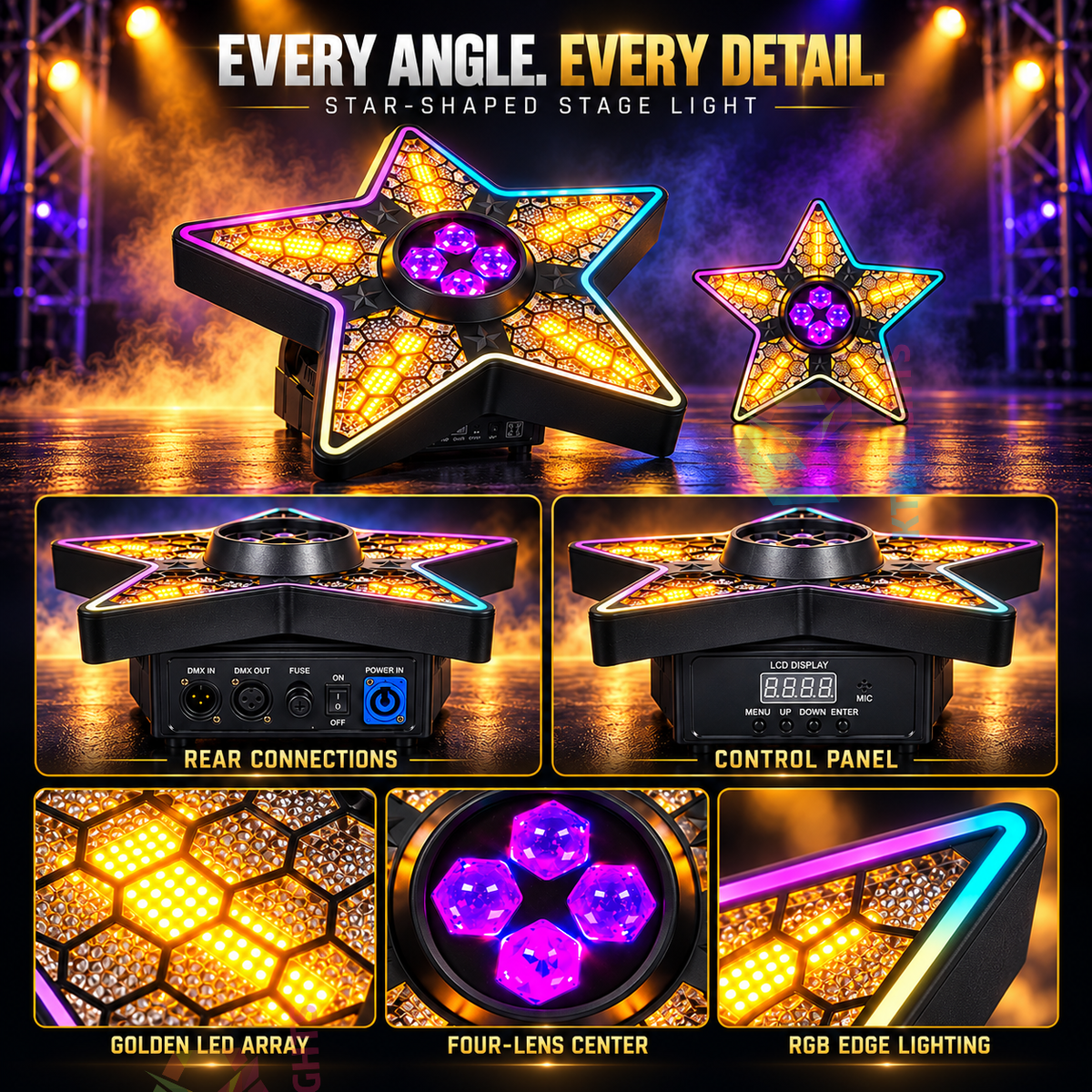 KTVLIGHTS 200W Star LED Laser Stage Light with DMX512-F4