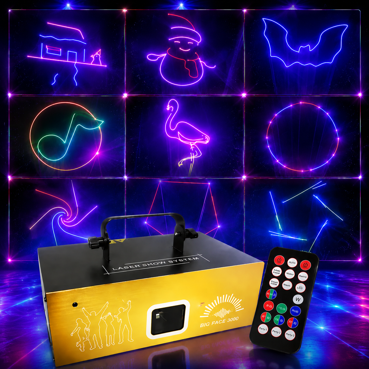 KTVLIGHTS 3W Sound-Activated Animation Laser Light for DJ Stages-A27