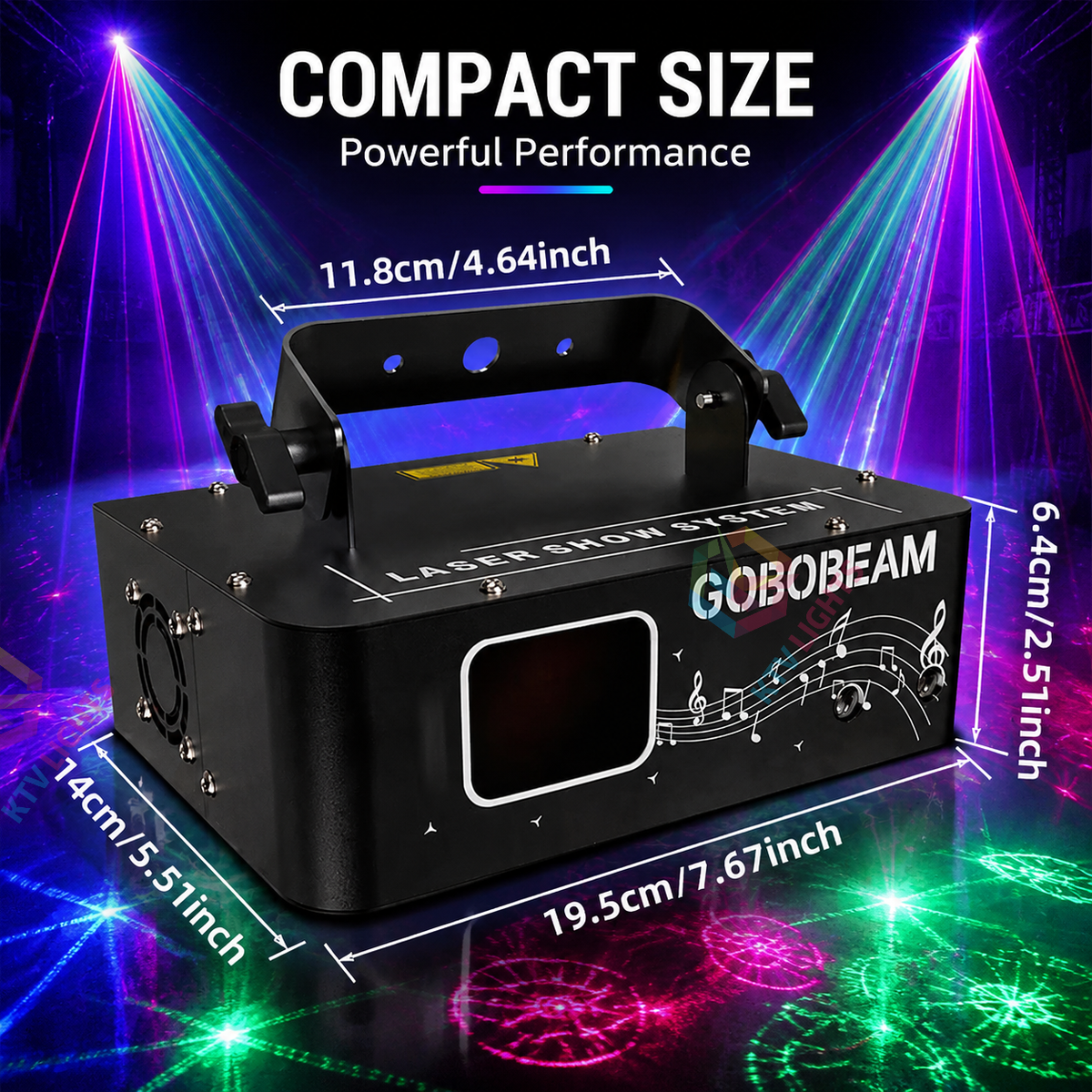 KTVLIGHTS 500mW RGB 2-in-1 Pattern Scanning DMX Stage Laser Light-B10