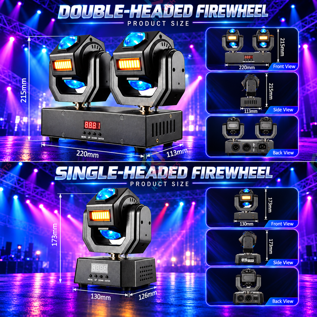 KTVLIGHTS Dual Head Moving Beam Strobe DJ Stage Light-E116