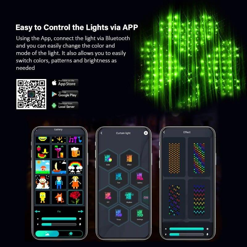 KTVLIGHTS smart curtain string lights Bluetooth APP control DIY text animation - Ktvlights