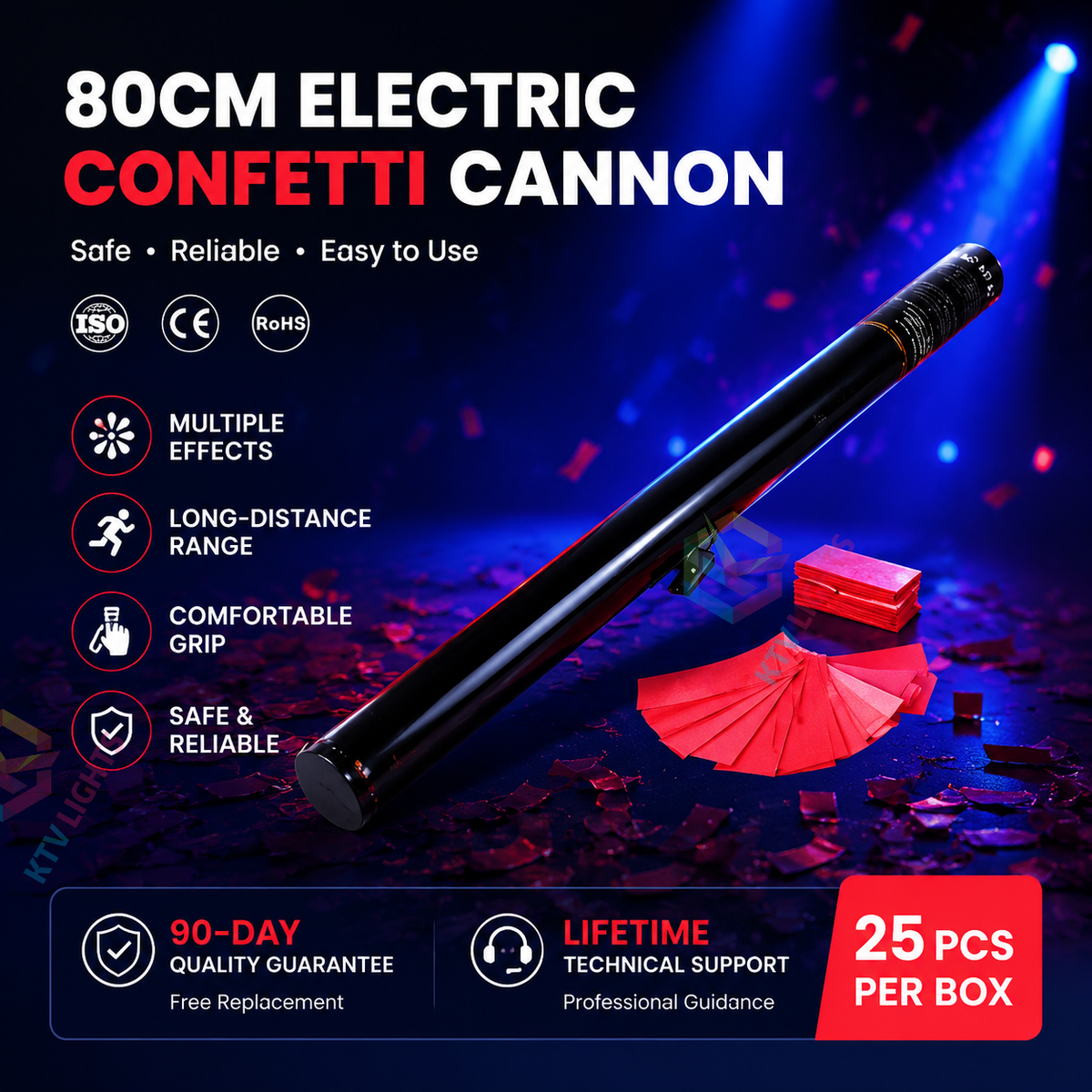 KTVLIGHTS 4-Head Electronic Confetti Launcher for Events-H11