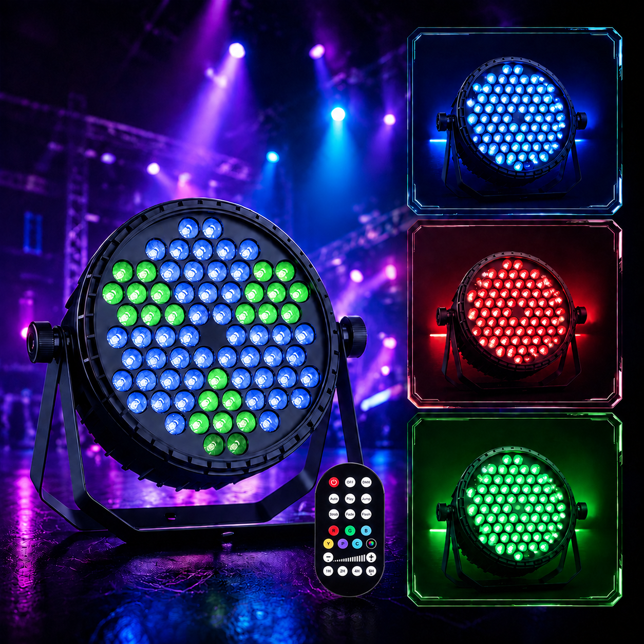 72 LED RGB PAR lights with dynamic vortex stage effect-P12