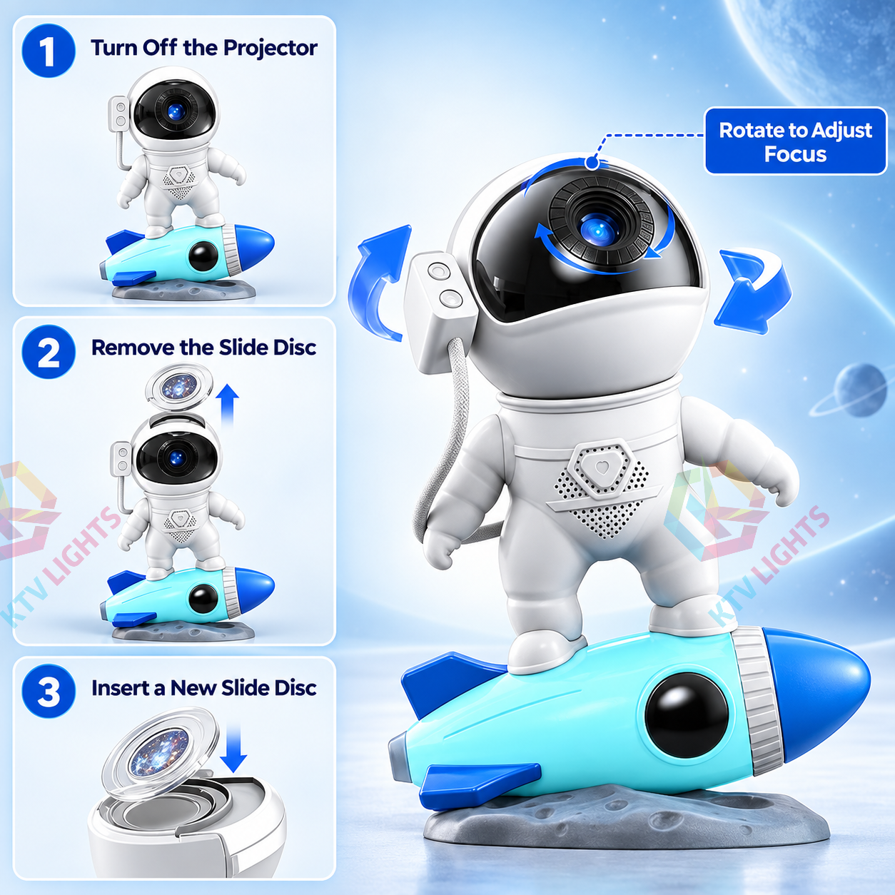 KTVLIGHTS 4K Planetarium Projector with 12 HD Galaxy Discs-S49