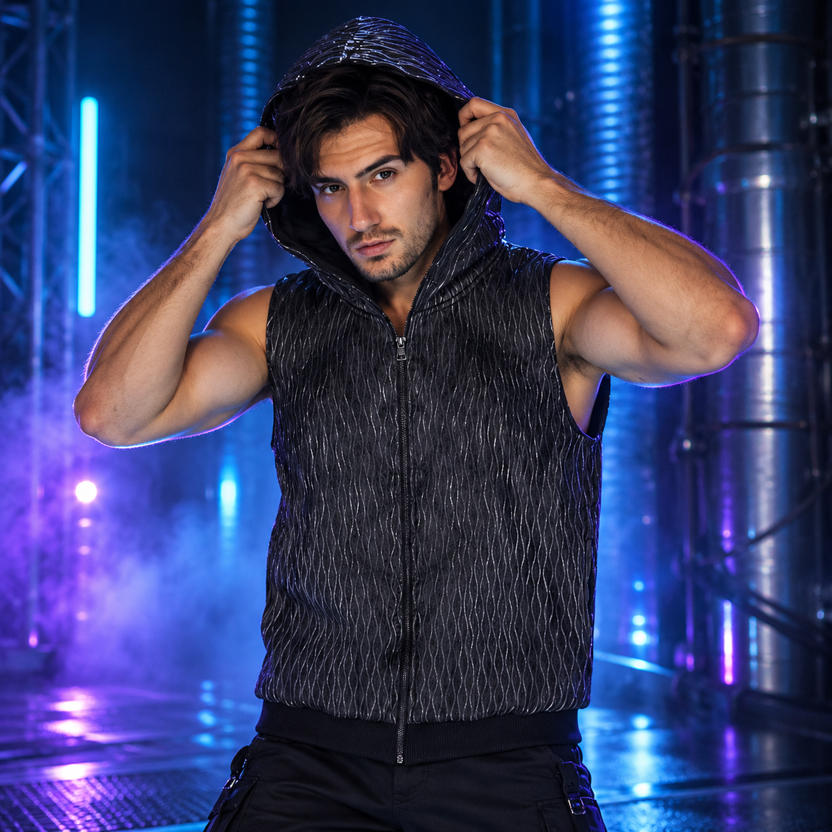 KTVLIGHTS LED Fiber Optic Light Up Vest for DJ Parties-M72