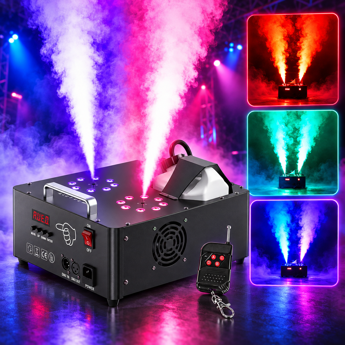 KTVLIGHTS 2000W Dual-Tube Adjustable LED RGB Smoke Machine-Y11
