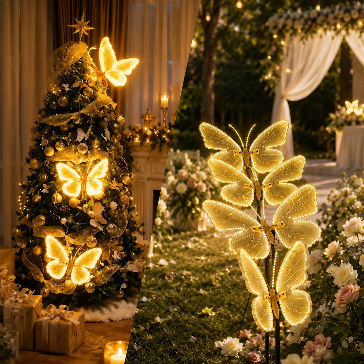 KTVLIGHTS 3D LED Butterfly Lights with Moving Wings for Garden