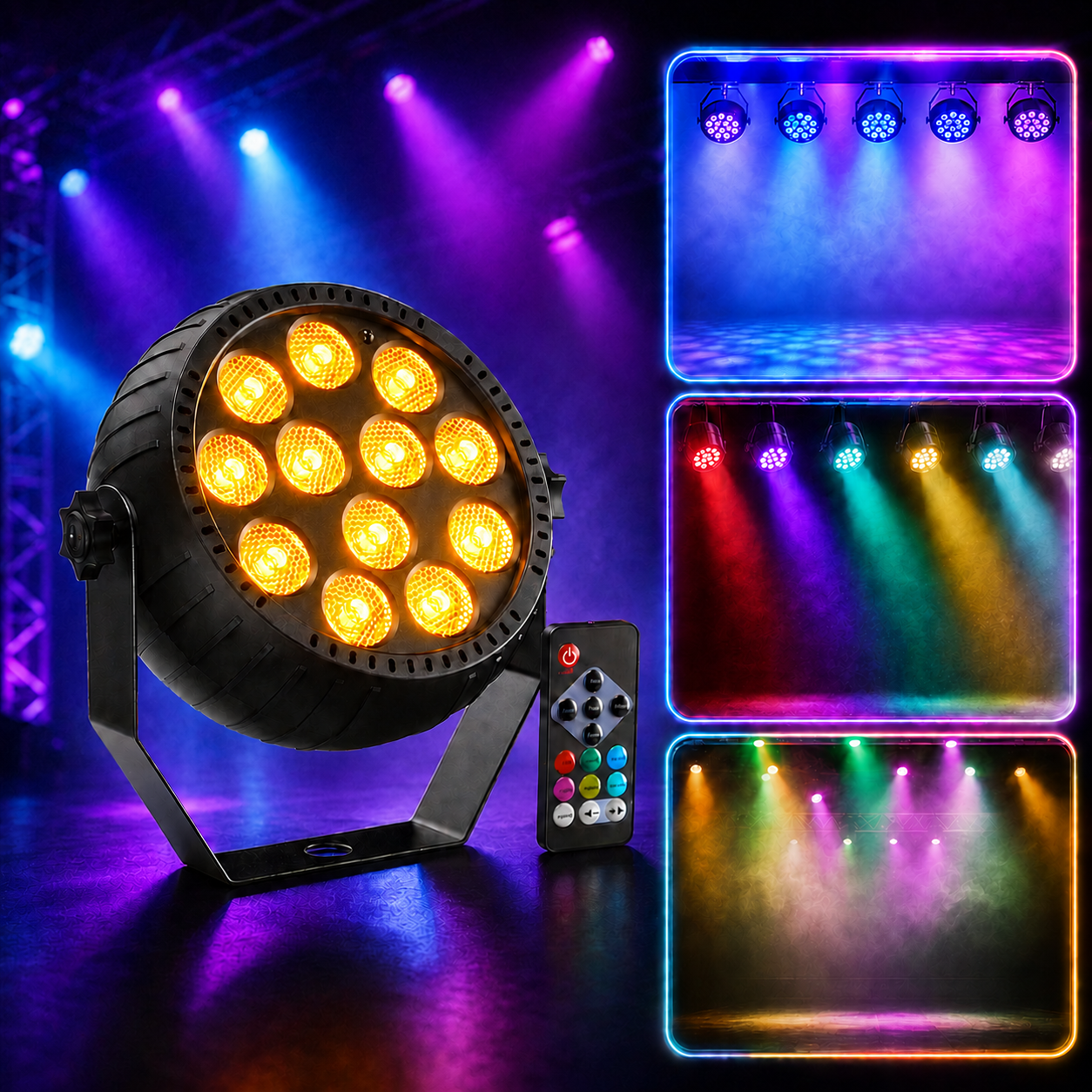 KTVLIGHTS Mini 12-LED RGB Rechargeable PAR Light-P7