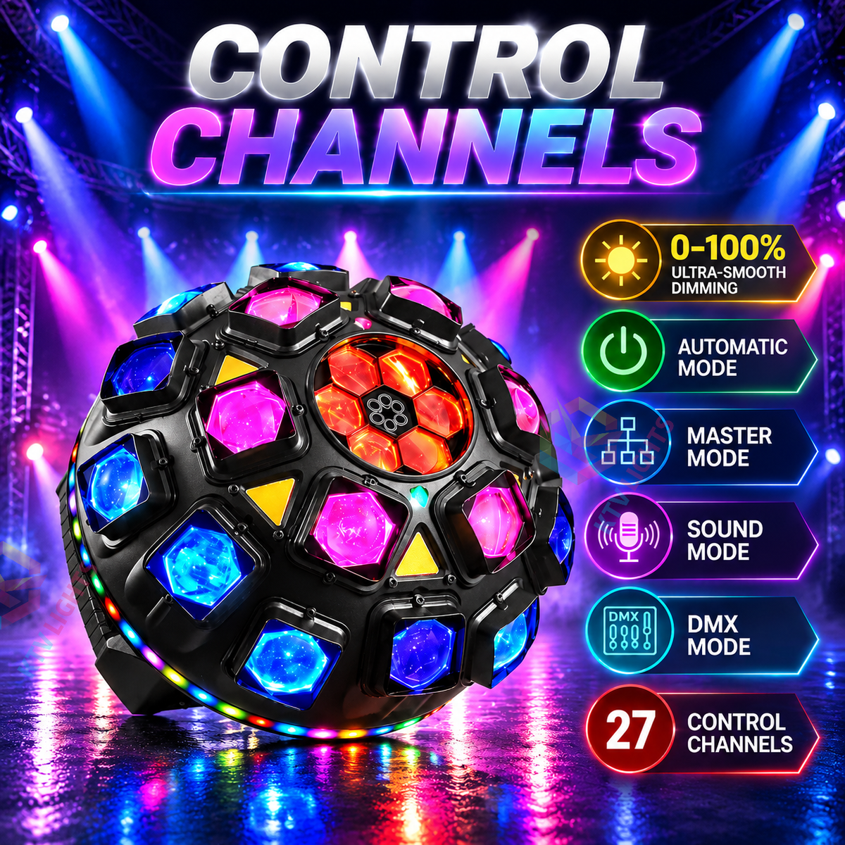 KTVLIGHTS 150W Rotating Magic Ball RGBW Laser DJ Stage Light-E112