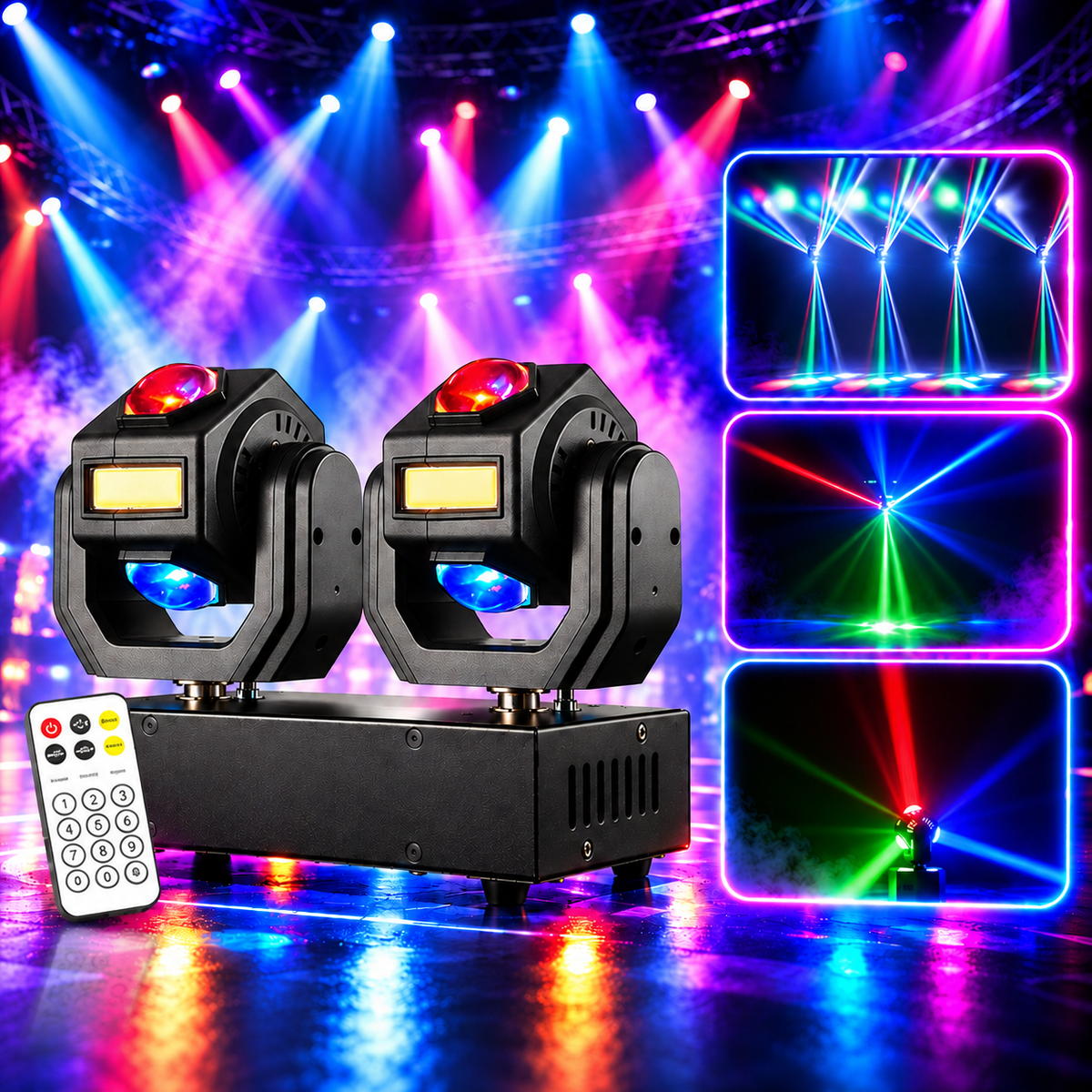 KTVLIGHTS Dual Head Moving Beam Strobe DJ Stage Light-E116