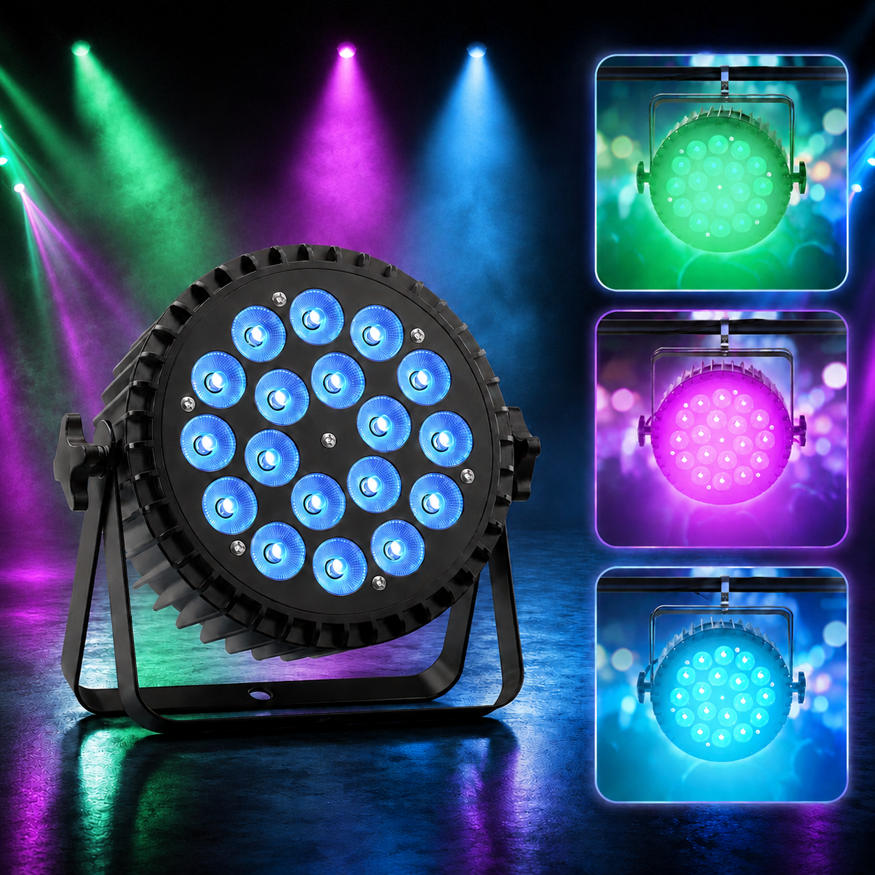 KTVLIGHTS 18-LED RGBW UV 6-in-1 PAR Stage Light-P22