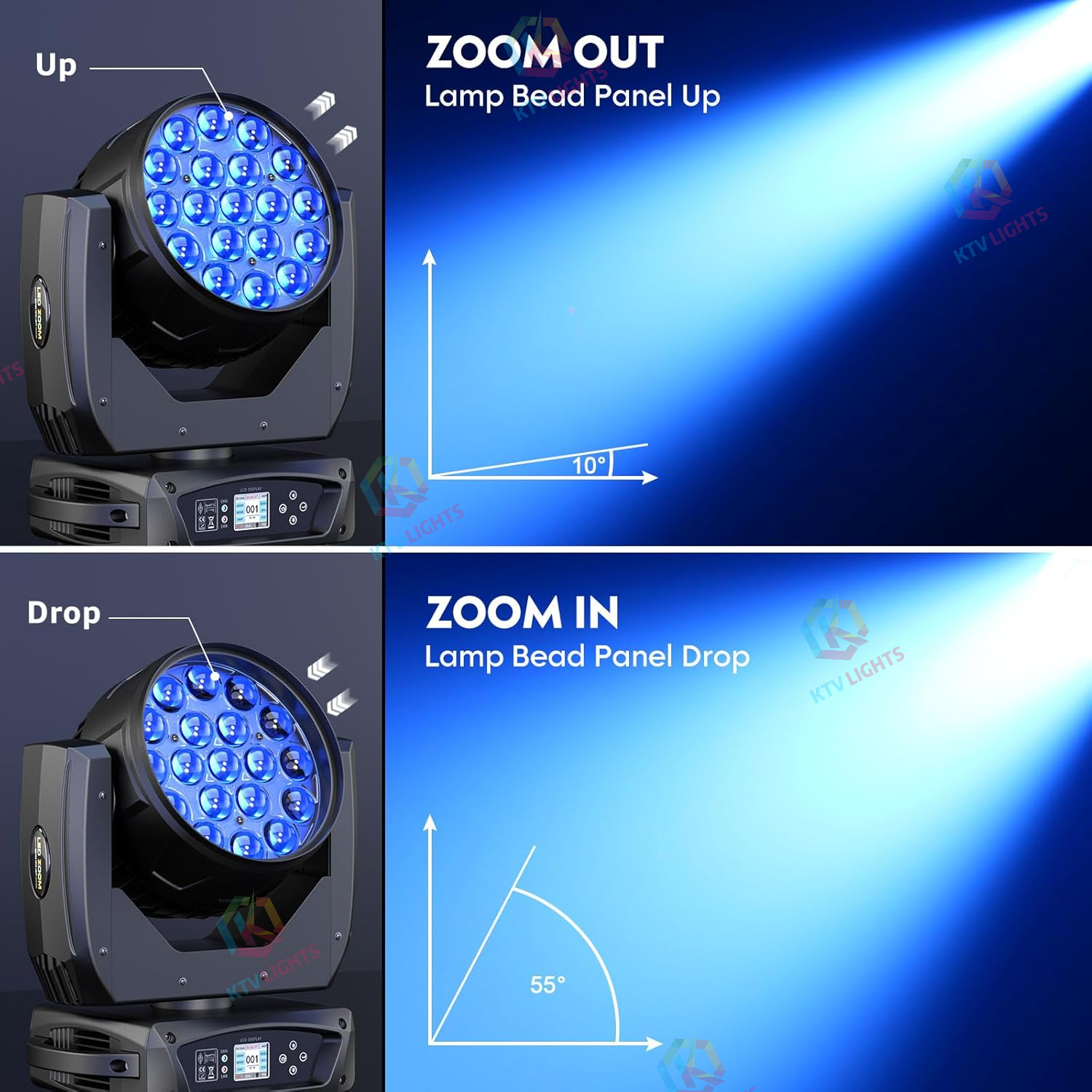 19x10W Beam/color/zoom effect moving head light-E64
