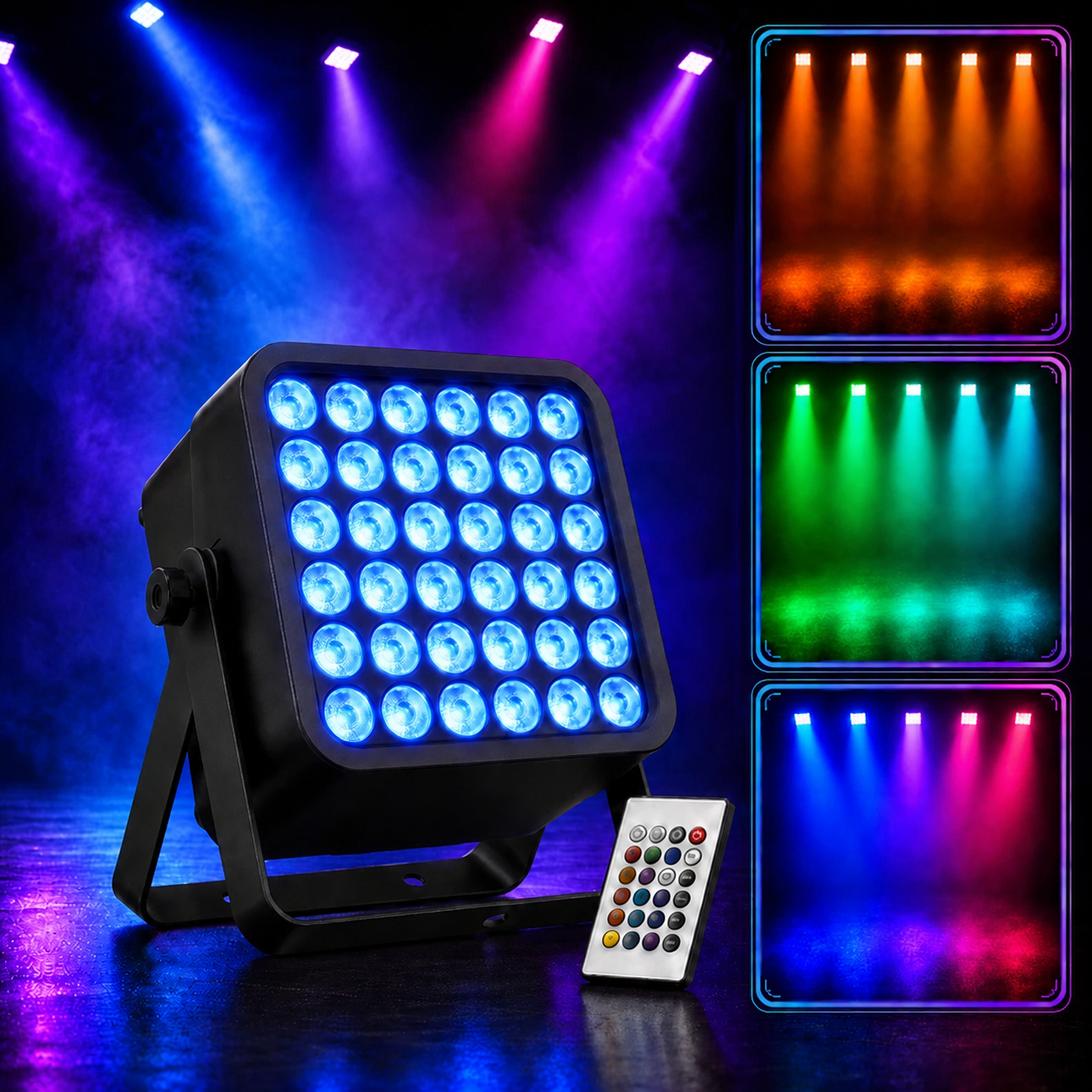 KTVLIGHTS 36-LED Wireless Rechargeable RGB 3-in-1 PAR Light-P47