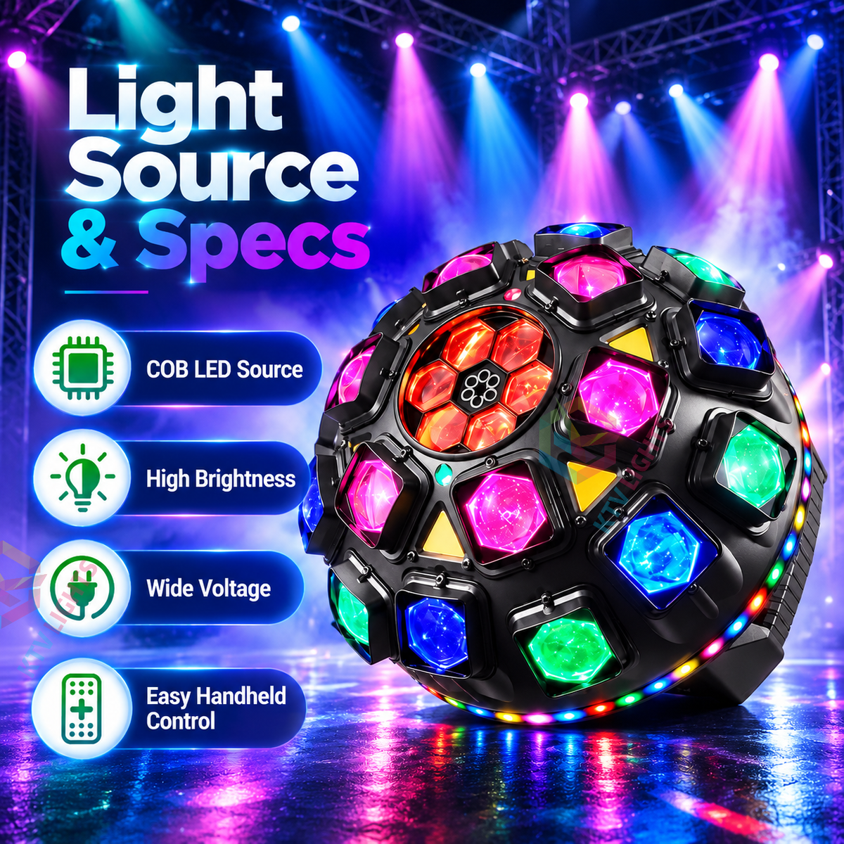 KTVLIGHTS 150W Rotating Magic Ball RGBW Laser DJ Stage Light-E112