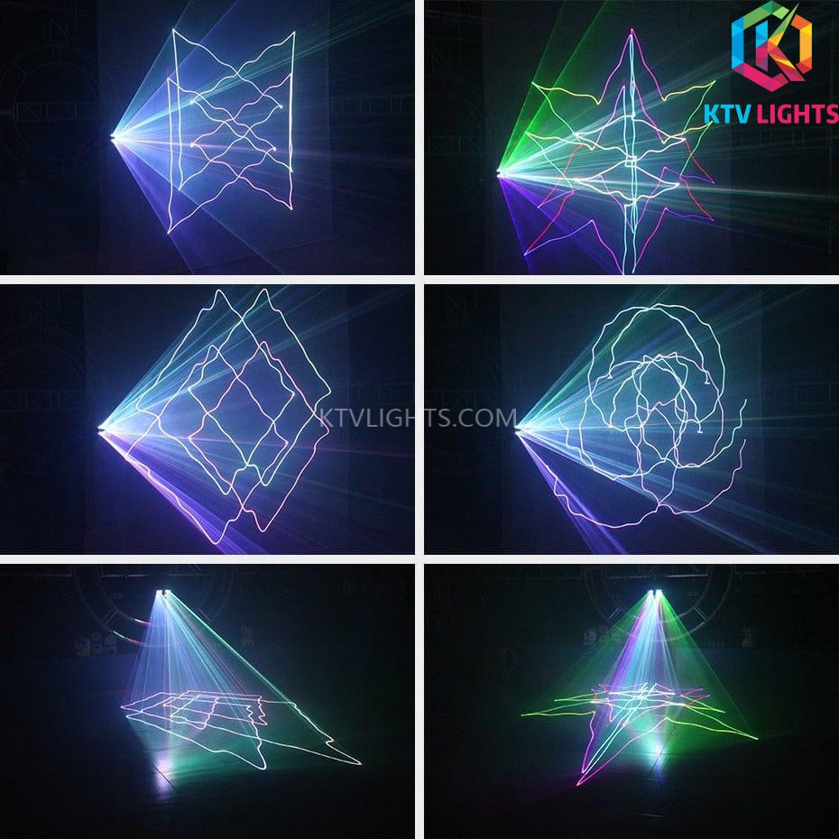4-otworowe światło laserowe skanujące RGB – światło sceniczne DMX – B9