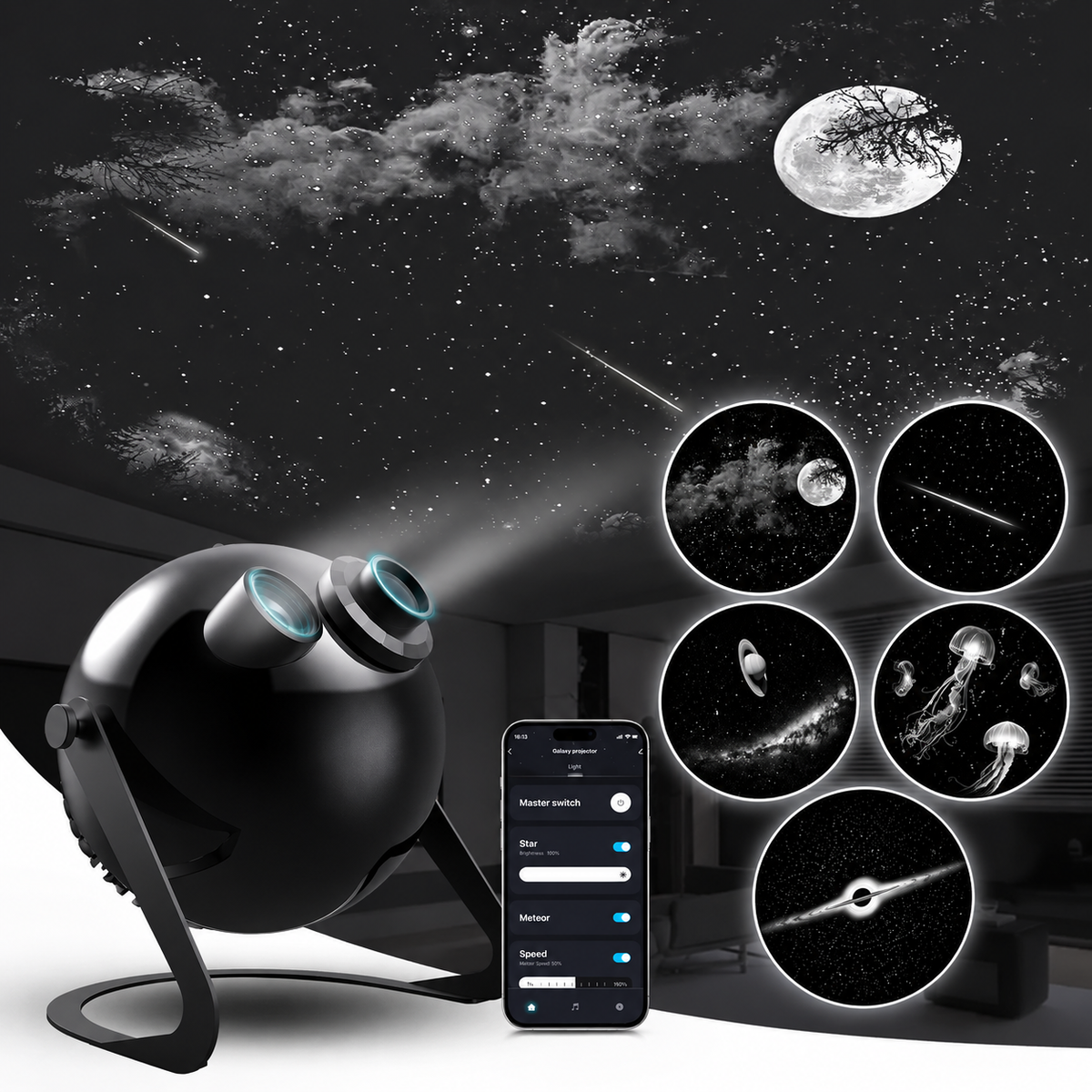 KTVLIGHTS 53W Pro Max APP Smart Galaxy Star Projector-S62