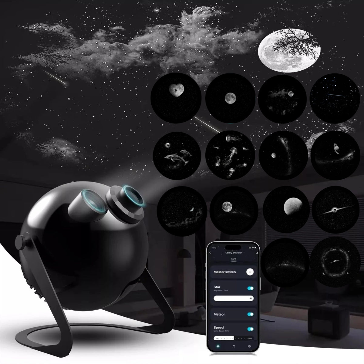 KTVLIGHTS 53W Pro Max APP Smart Galaxy Star Projector-S62