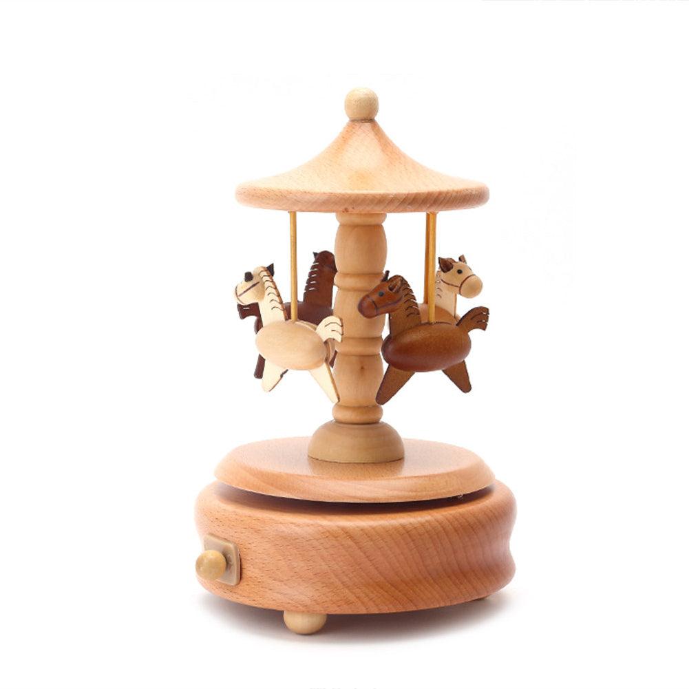 Handmade carousel wooden music box - Ktvlights